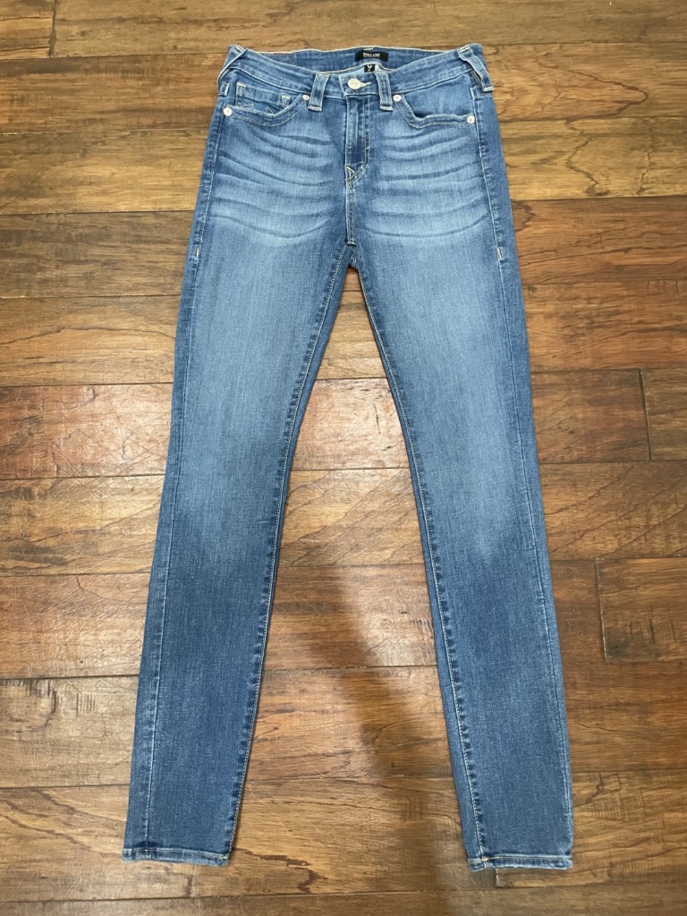 True Religion Stella Mid Rise Skinny Jeans Size 29 Stretch Denim - Medium Wash